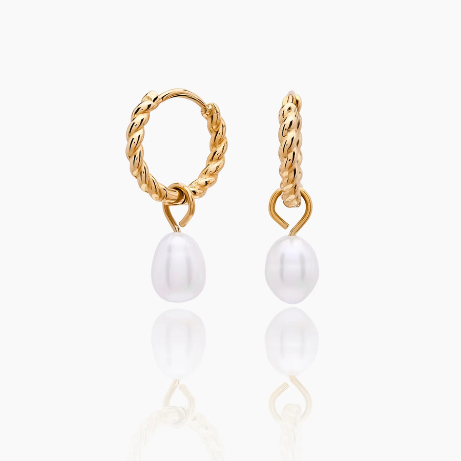Mini Twisted Pearl Hoops