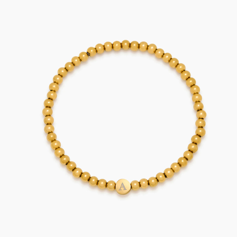 Engraved Initial Beaded Bracelet