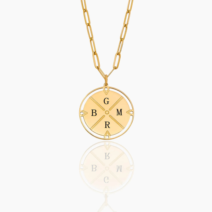 Engraved Initial Compass Necklace