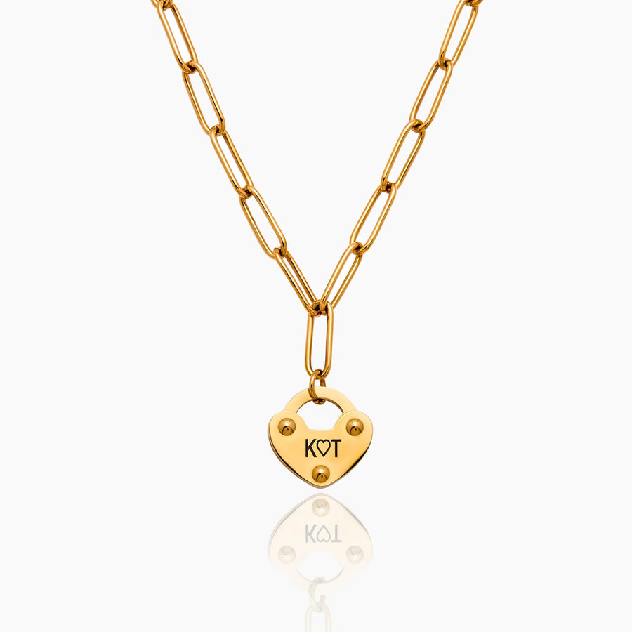 Heart Lock Initial Necklace