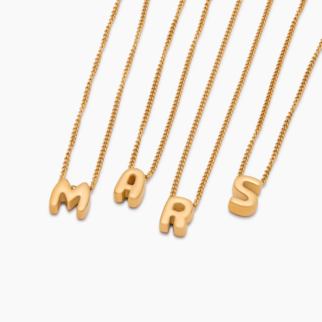 Bubble Initial Charm Necklace