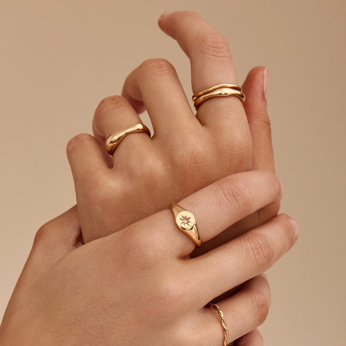 Sculpted Wave Statement Ring