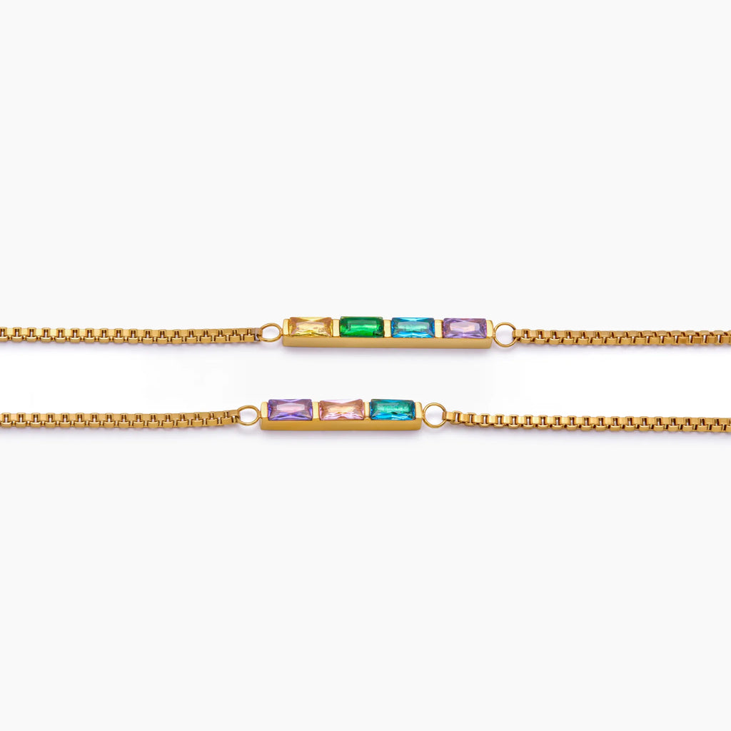 Dainty Baguette Birthstone Bracelet