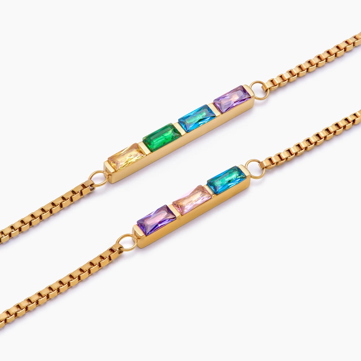 Dainty Baguette Birthstone Bracelet
