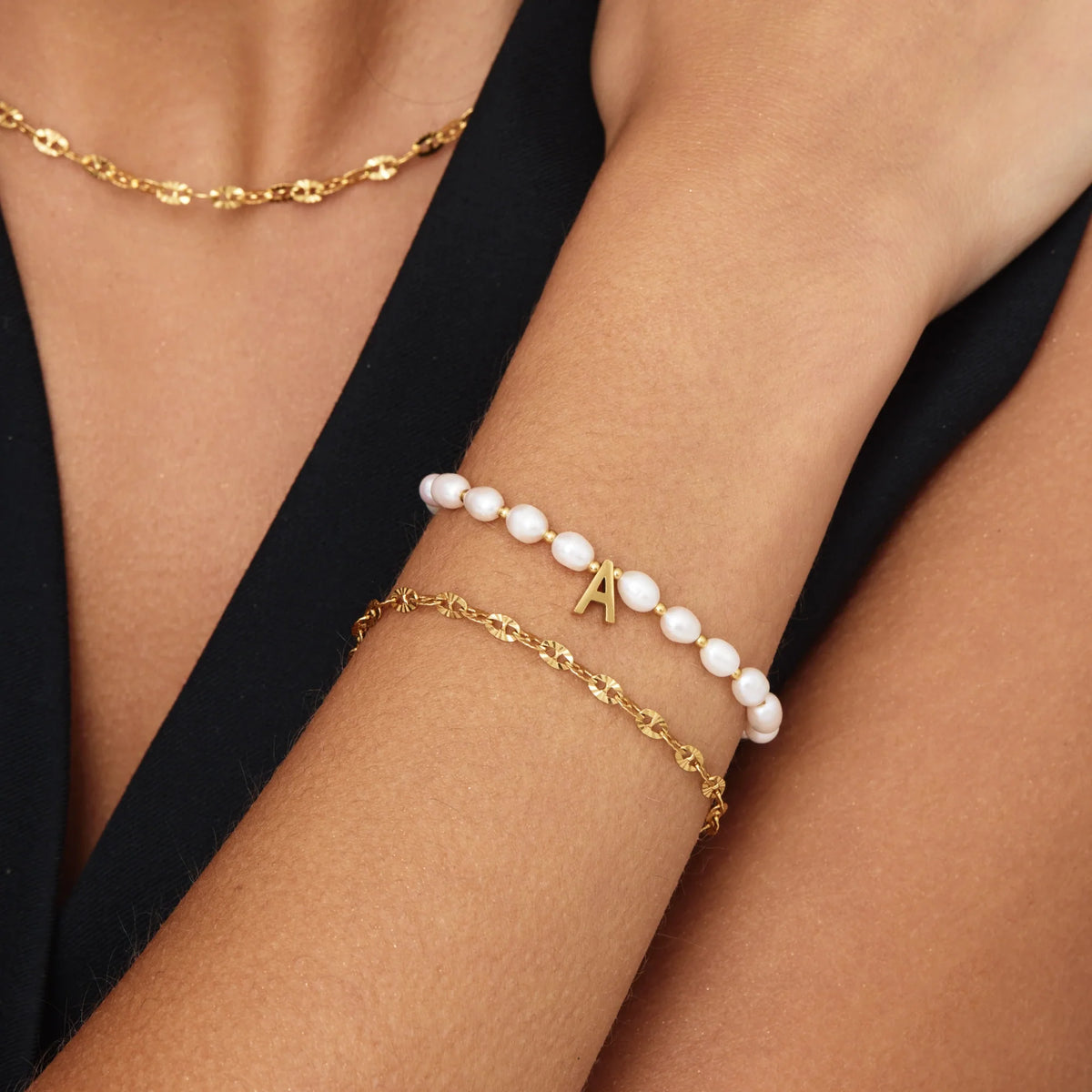 Pearl Initial Charm Bracelet