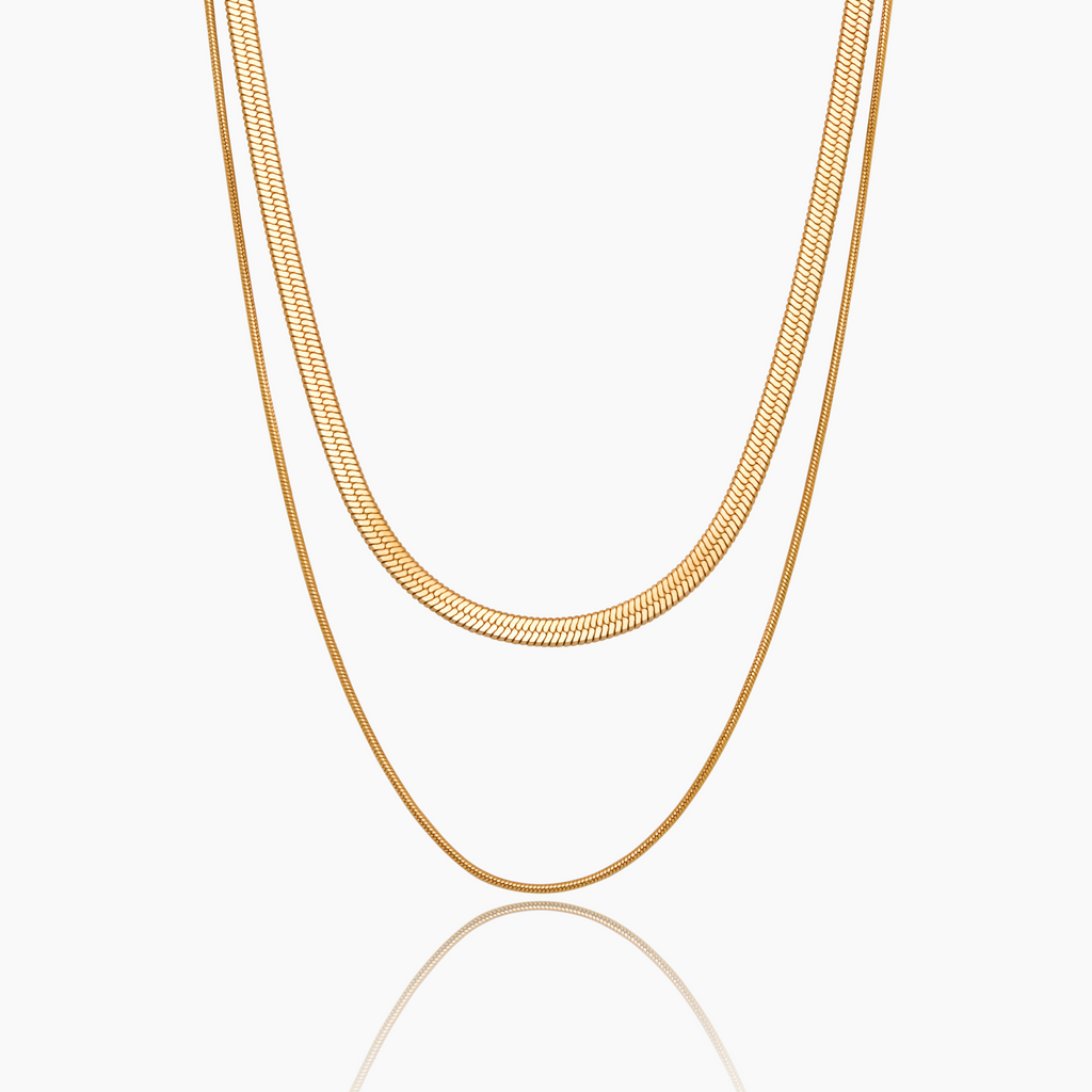 Double Snake Chain Layered Necklace