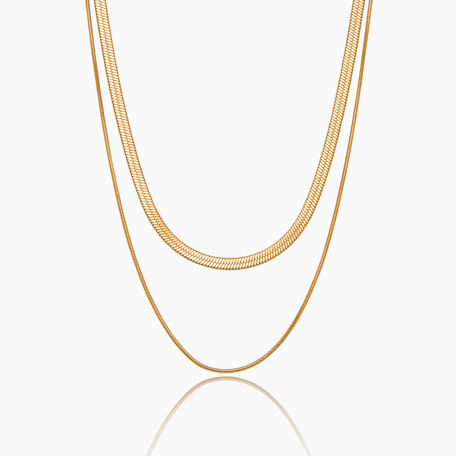 Double Snake Chain Layered Necklace
