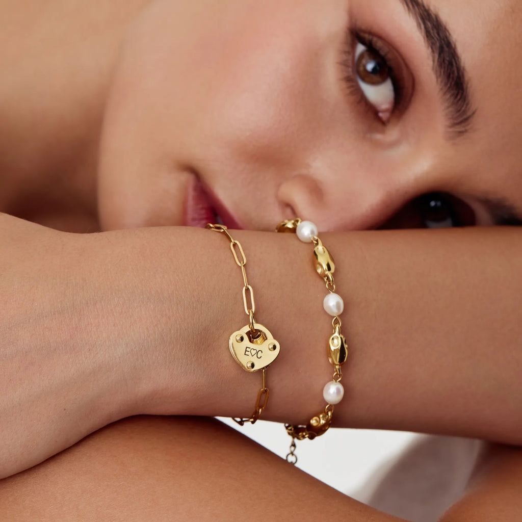 Heart Lock Initial Bracelet