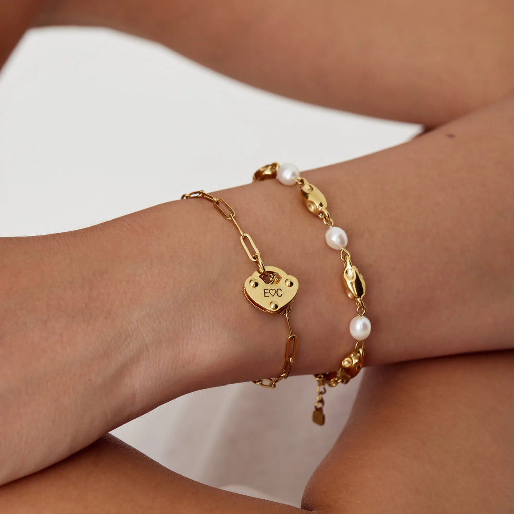 Heart Lock Initial Bracelet