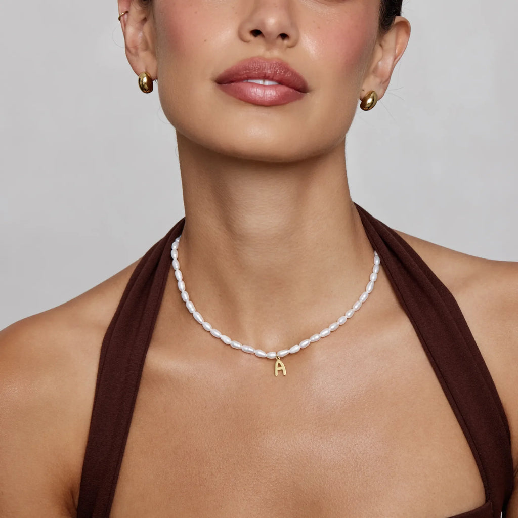 Statement Initial Pearl Necklace
