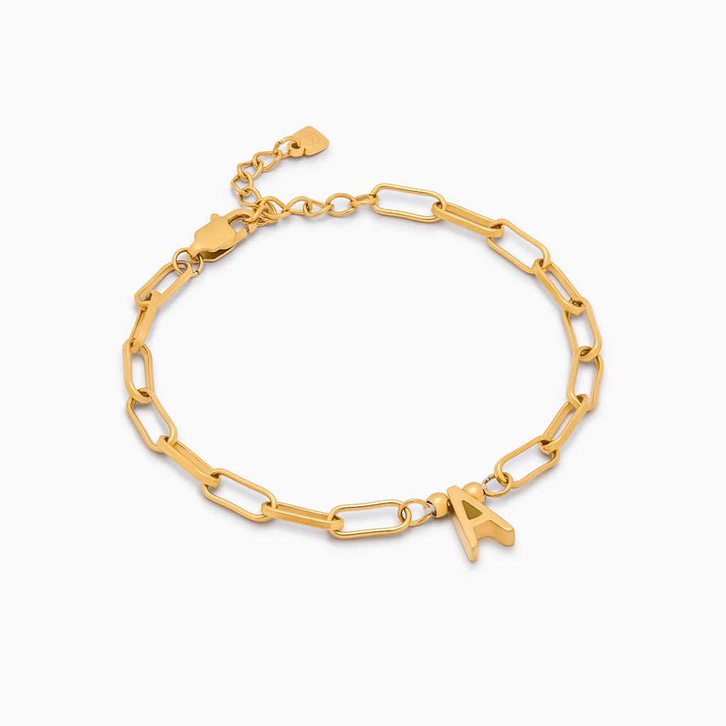 Paperclip Initial Charm Bracelet