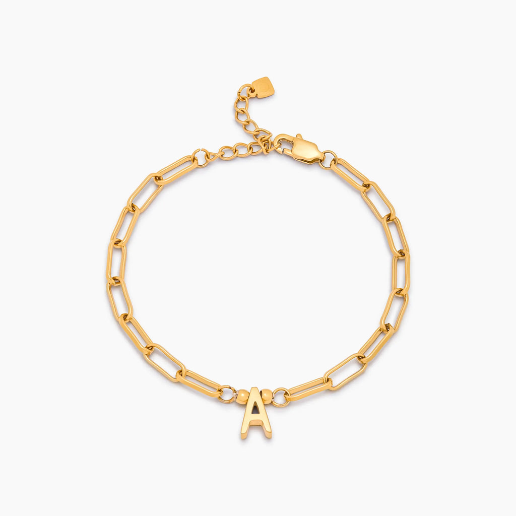Paperclip Initial Charm Bracelet