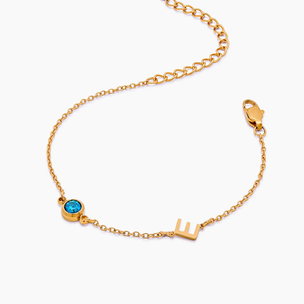 Side-Set Initial Birthstone Bracelet