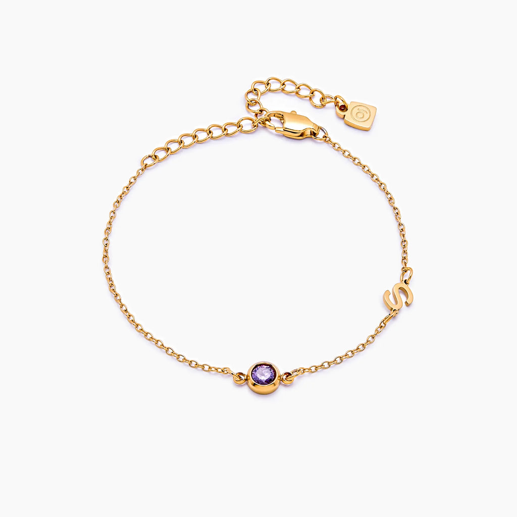 Side-Set Initial Birthstone Bracelet