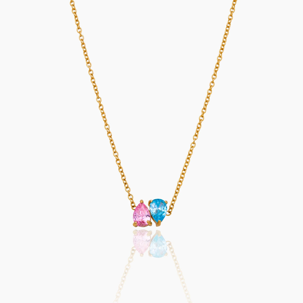 Duo Teardrop Birthstone Necklace