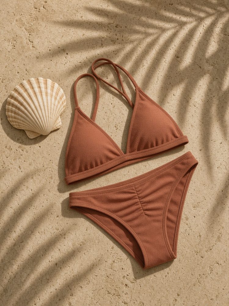 Terracotta bikini on warm stone